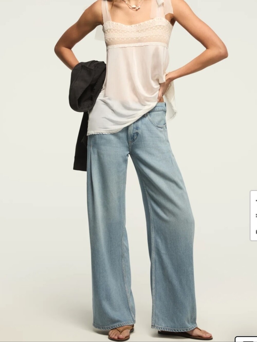 NWT Lucky Brand Tencel Lyocell Pleated Liquid Denim Luxe Palazzo Jeans Wide Leg - Picture 2 of 12